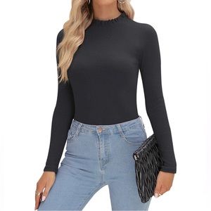 Ruffle Mock Neck Bodysuit